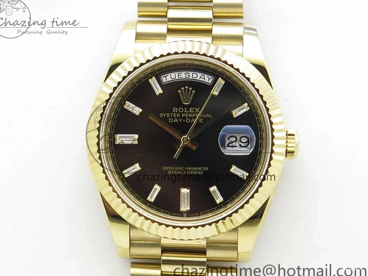 BP Black on Dial A2836 YG YG New 904 Crystal Bracelet President Dial Version 40mm Markers T 228239 Day-Date 1227